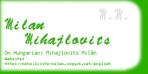 milan mihajlovits business card